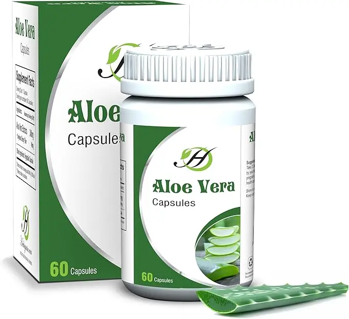 Aloe Vera Capsules 500mg | 100% Pure Aloe Vera Supplement | 60 Vegetarian Capsules | Supports Skin, Hair, Nails, Digestion & Immunity | All-Natural, Non-GMO Herbal Supplement