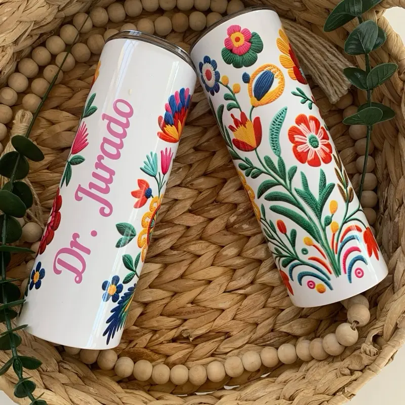 Personalized Mexican embroidery tumbler