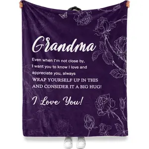Grandma Blanket - 60"x50" Soft Flannel Throw, Perfect Birthday Gift for Grandma, Great Grandma Blanket from Grandkids, Cozy Grandma Gifts Blanket for Grandmother's Bed  Sofa Couch,Valentine Mother's Day Parents's Day Gift