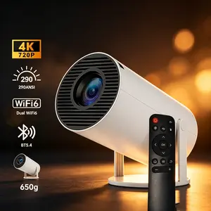 Portable Android Mini Projector bluetooth , 290 Lumen, Dual WiFi, Auto Keystone Correction, 4K Decoding, 720P Display, BT5.4, 130" Screen, Built-in Speaker, 180° Rotatable, 650g, Smart Mobile Home Cinema & Outdoor Audio Gift