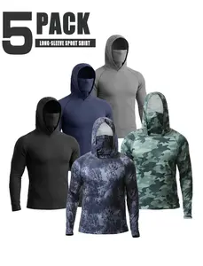 [5PCS] NEW 2026 Men's Quick-Dry Sports Hoodies Face Mask Breathable Sun Protection for Gym,outdoor, Running & Casual Attire Activewear graphic tees