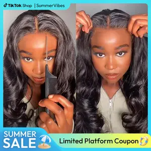 West Kiss Pre Cut Ready Go Glueless Wig Body Wave 7x4 Lace Closure Wig Human Hair 7x5 Closure Wig Bleached Knots Pre Plucked 250% Density Gluleless Wig For Women Summervibes