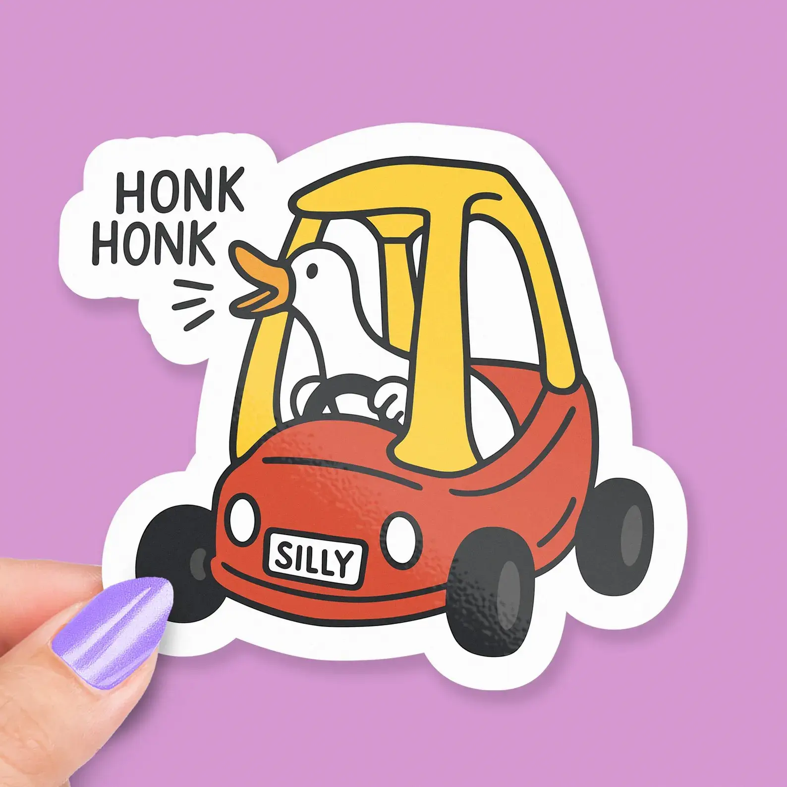Honk Honk Goose Sticker, Funny Goose in Car Laptop Sticker, Water Bottle Sticker, Silly Animal Pun Gift, Cute Goose Humor