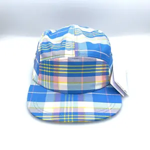 Lacoste 5 Panel Hat Plaid Pattern