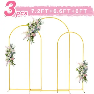 3-Piece Wedding Arch Backdrop Set Metal Arch Backdrop Frame Ideal For Wedding Celebrations, Outdoor/indoor Birthday Parties, Graduation Ceremonies, Garden Floral Balloon Arch Decorations, Event Decor 7.2 Ft  + 6.6 Ft + 6 Ft Halloween & Christmas