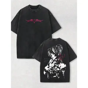 Misa Amane Death Note Unisex Couple T-Shirt Vintage Washed Gothic Anime Graphic Tee Dark Aesthetic Oversized Streetwear