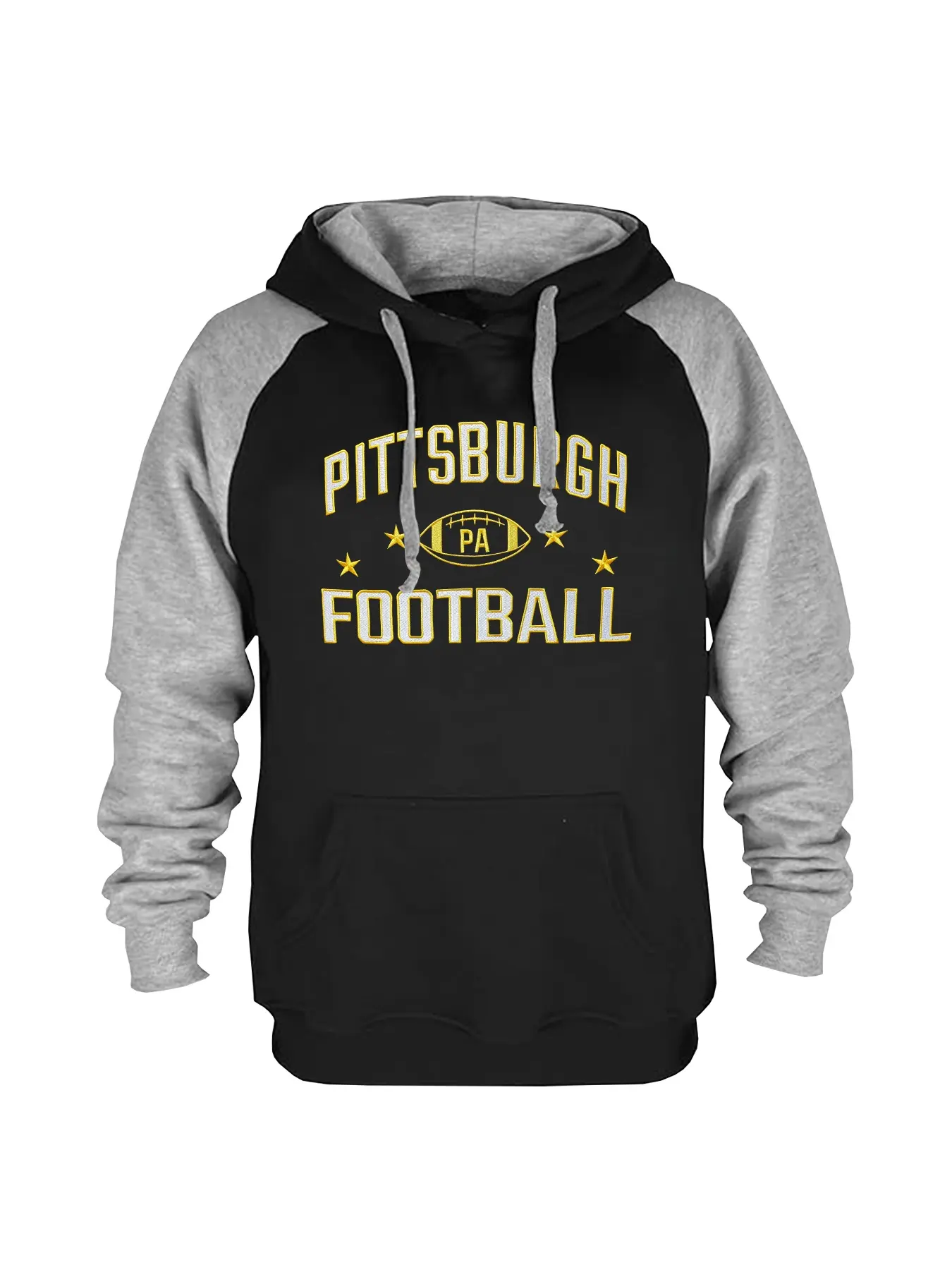 Men's PITTSBURGH Football Hooded Sweatshirt, Casual Fashion Letter Embroidery Hoodies, Pullover, Thick Knit Fabric, Long Sleeve, Loose Fit, Fall & Winter, Unisex Streetwear