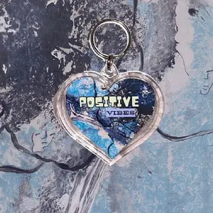 Heart Keychain W/QR Code To Positivity Playlist