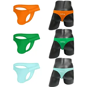 Modal Men’s Thong Bikini Briefs - Sexy Slim Waist, Backless Design, No-Show T-Back, Solid Color, Butt Lifting Fabric Fashion men's underwear Clothes Pants  Menswear men's underwear