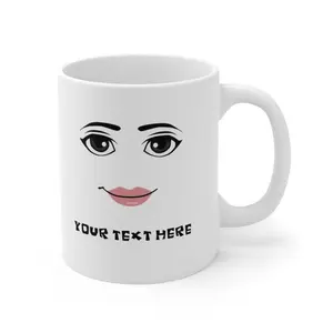 Personalized Roblox Woman Face Mug, Customized Mug 11oz and 15oz, Gamer Roblox Face Mug Ceramic Cup