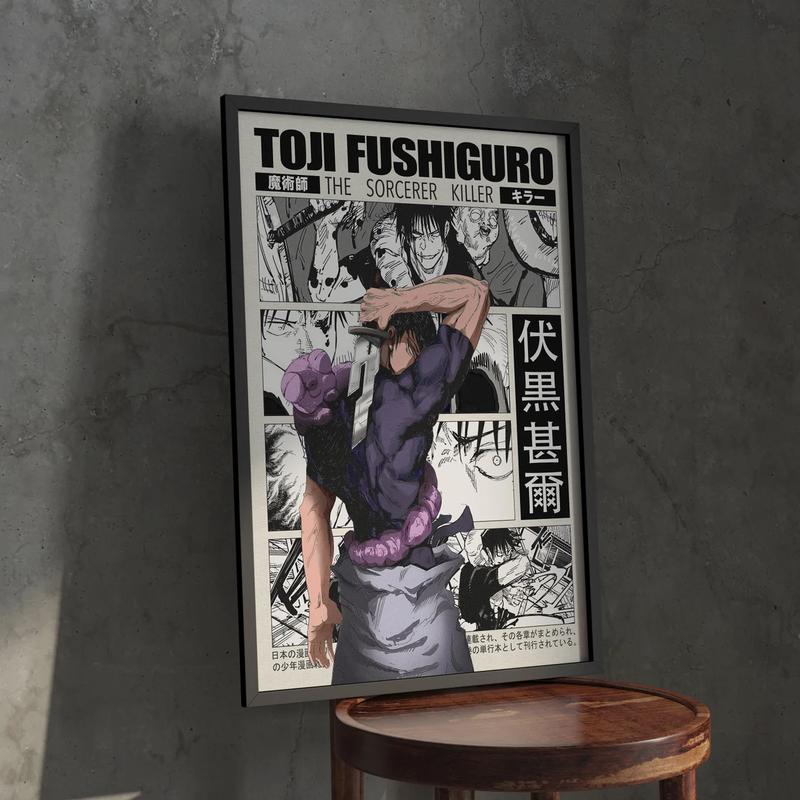 Toji Jujutsu Kaisen Anime Poster Print, JJK Manga Artwork Wall Hanging Home Decor, Gojo Geto, Minimalist Christmas Gift for Anime Fan