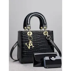 Women's Fashionable Elegant Square Handbags Crocodile Embossed Handbag & Wallet & Phone Wallet, Casual Versatile Shoulder Bag Set, Trendy All-match Bag Set for Daily Use