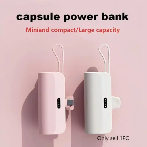 Portable Wireless Rechargeable Compact Large Capacity Power Bank, 5000mah Lithium Ion Battery, Supports iOS & Type-C Output, iPhone & Android