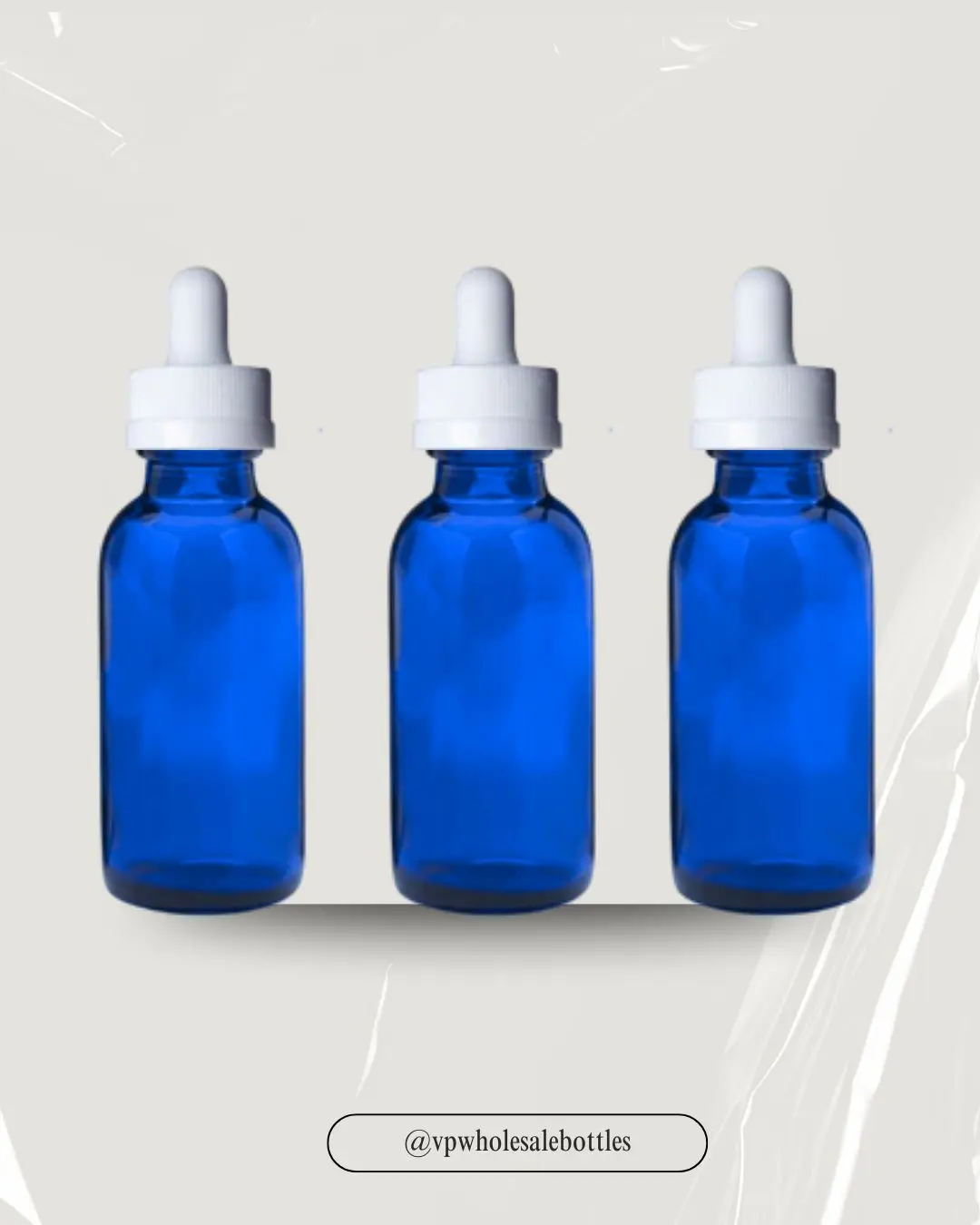 30 ml (1oz) Cobalt Blue Boston Round Glass Bottle With 20/400 White Non-CRC Dropper Straight-Tip Glass Pipette - (360 PCS/CASE)