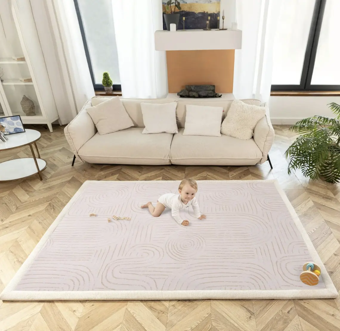 Hakuna Matte CloudSoft Baby Play Mat for Floor 60" x 80" Zen Garden – Coral Velvet Memory Foam Rug for Crawling & Cozy Play – Non-Slip, Water-Resistant, Easy-Care Tummy Time Mat, Playmat for Playpen