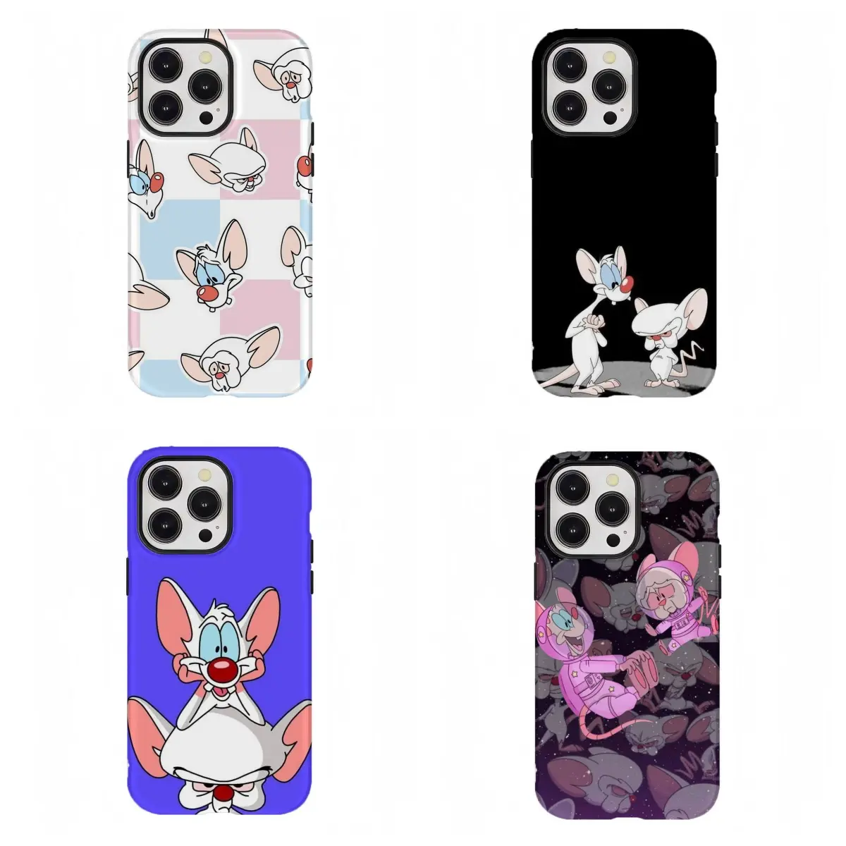 Retro 90s Cartoon Aesthetic P-Pinky and the Brain Smartphone Shell, Compatible for iPhone 17 ProMax 16 15 14 13 12 11 and for Samsung S21-S26, Perfect Gift for Cartoon Lovers