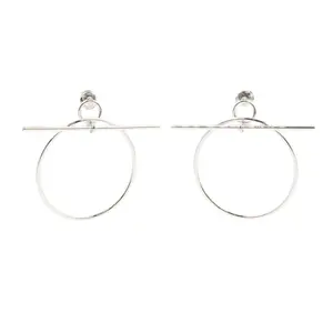 Pre-owned HERMÈS Sterling Silver 925 (Ag925) Small Leather Goods Hermes Loop Silver Earrings
