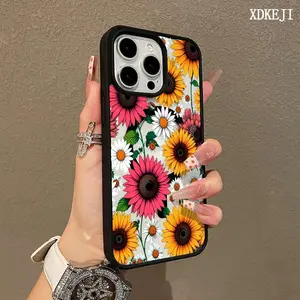 Colorful sunflowers Pattern Premium Magnetic Case for iPhone 17 Air 16 15 14 Pro Max 13 12 11 Plus Smartphone Shockproof Protection Acrylic Back Cover Cellphone Protective magsafe case Casing Gift