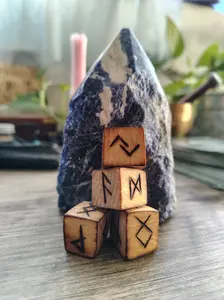 Handmade Burnt Rune Dice - Recycled Wood with Enchanted Reiki Energy for Divination & Energy Reading - Unique Mystical Gaming Tool