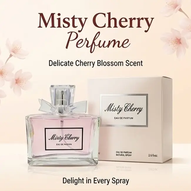 Misty Cherry Eau de Parfum for Women 75ml | Soft, sweet cherry blossom fragrance | Long-lasting scent | Gift set with crystal bow bottle | Perfect for work, commuting, and dates | Ideal birthday or holiday gift for your girlfriend or best friend