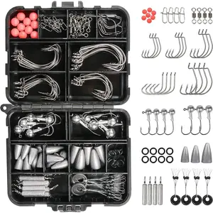 Fishing Accessories Kit, Fishing Set with Tackle Box, Fishing Hooks, Weights, Jig Heads, O-Rings, Barrel Swivels, Fastlock Snaps, Fishing Beads, Space Beans - Freshwater & Saltwater Fishing