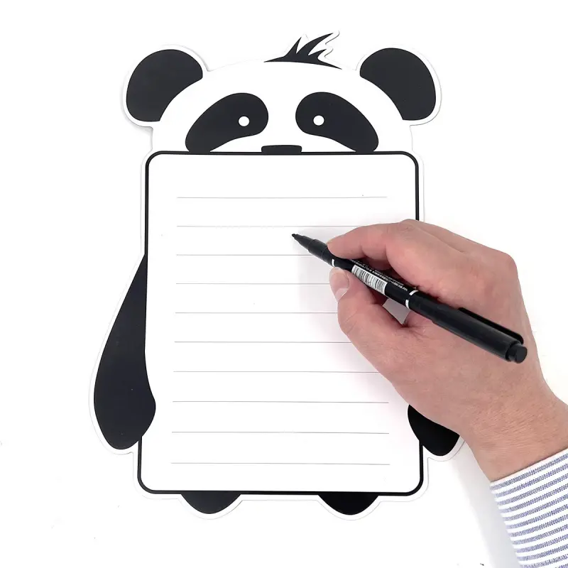 5pcs Magnetic Memo Board Set: 1 Panda Board + 4 Erasable Markers | Scratch-Resistant & Reusable for Fridge or Any Steel Surface, Whiteboard & Calendar, Oval Rubber Material