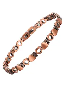 Women's Copper Magnetic Bracelet, 99.99% Pure Copper Wristband with 3500 Gauss Magnet, Adjustable Size, Includes Removal Tool, Wearable
