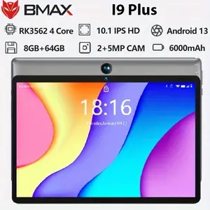 BMAX Tablet i9 PLUS 10.1 Inches 64G ROM 8G(4G+4G Expanded) RAM RK3562 4-Core Android 13 1280x800 IPS Screen 2MP Front 5MP Back Camera 6000mAh Type-C Wifi 6