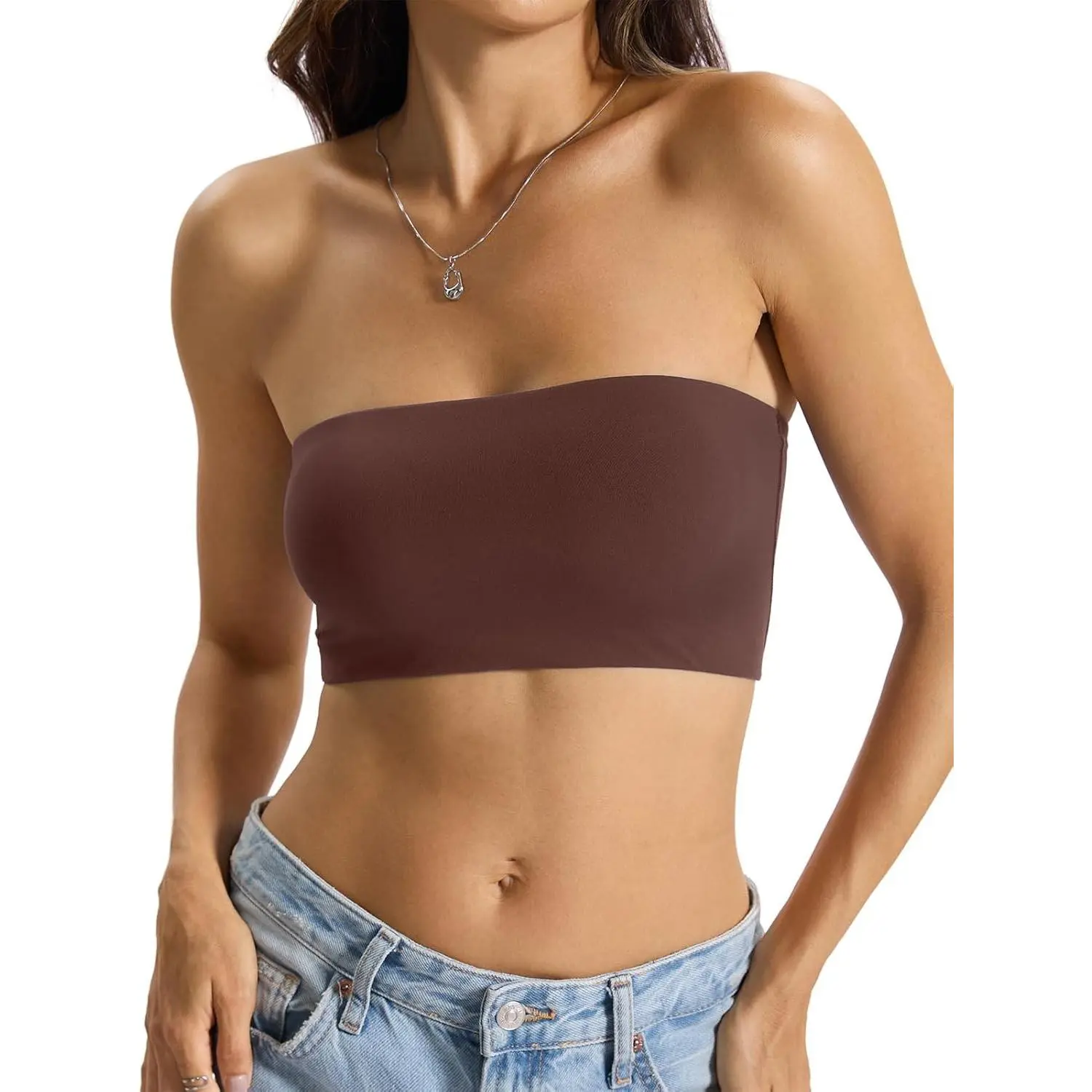 Womens Double Lined Tube Tops Crop Tank Top Non-Padded Strapless Bandeau Shirts Sexy Going Out Tops Summer 2026