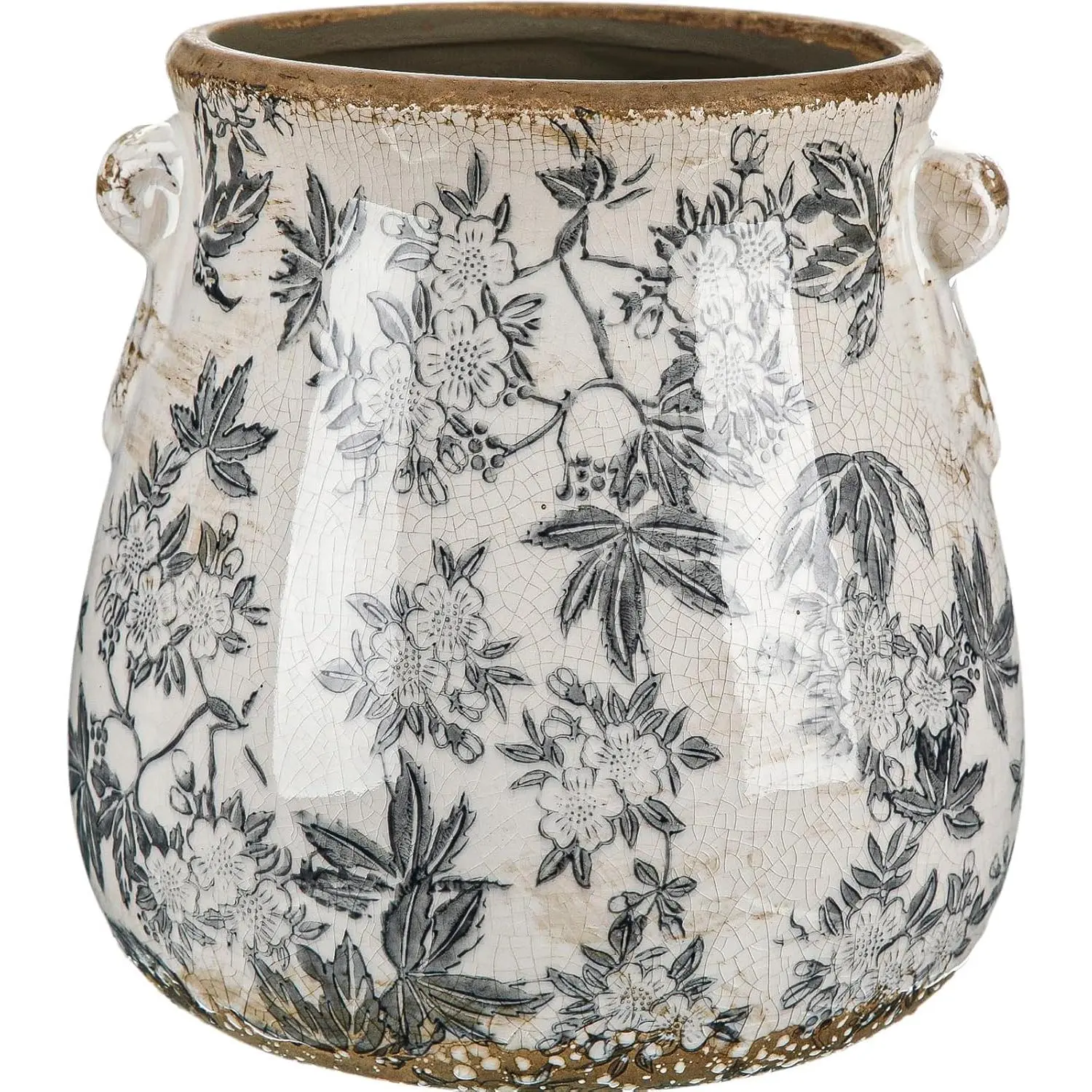 Ceramic Scroll Planter 6.5 Inch Chinoiserie Floral Vase with Drainage Holes Vintage  Flower Vase Flower Pot Rustic Ceramic Pots for Indoor Plants Garden Home  Bookshelf Decor(Retro Gray) - TikTok Shop