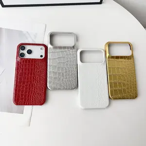 Cracked Gradient Crocodile Skin Pattern Suitable for Apple 17 High Frame Phone Case, Luxurious New Style for 16 Pro Max, 13/12