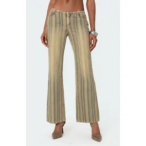 Edikted Women's Eternity Pinstripe Flare Jeans