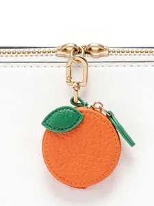 Adorable Apple Lemon Shaped Bag Charm Keychain, Fresh Fruit Series Coin Mini Hanging Accessory, Cute Style All Seasons