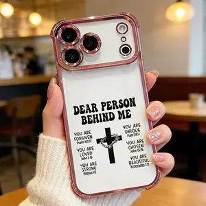 Dear Person Behind Me Christian Quote Phone Case for iPhone 17 17 Pro Max Air 16 16 Pro Max Plus 15 15 Pro Max Plus 14 14 Pro Max Plus 13 12 11 Bible Verse Letter Pattern Soft Silicone Shockproof Protective Cover Gift DDSJ260407025