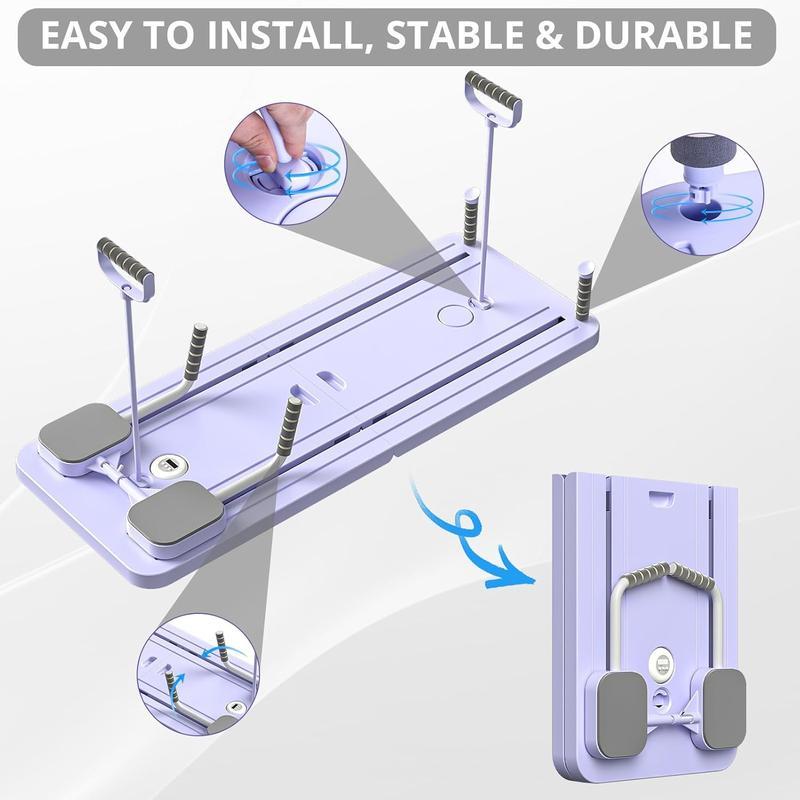 Foldable Homepilates Reformer, Versatile AB Fitness Board with Crawling Protector, Timer and Resistance Band for Abdominal and Core Strength Training