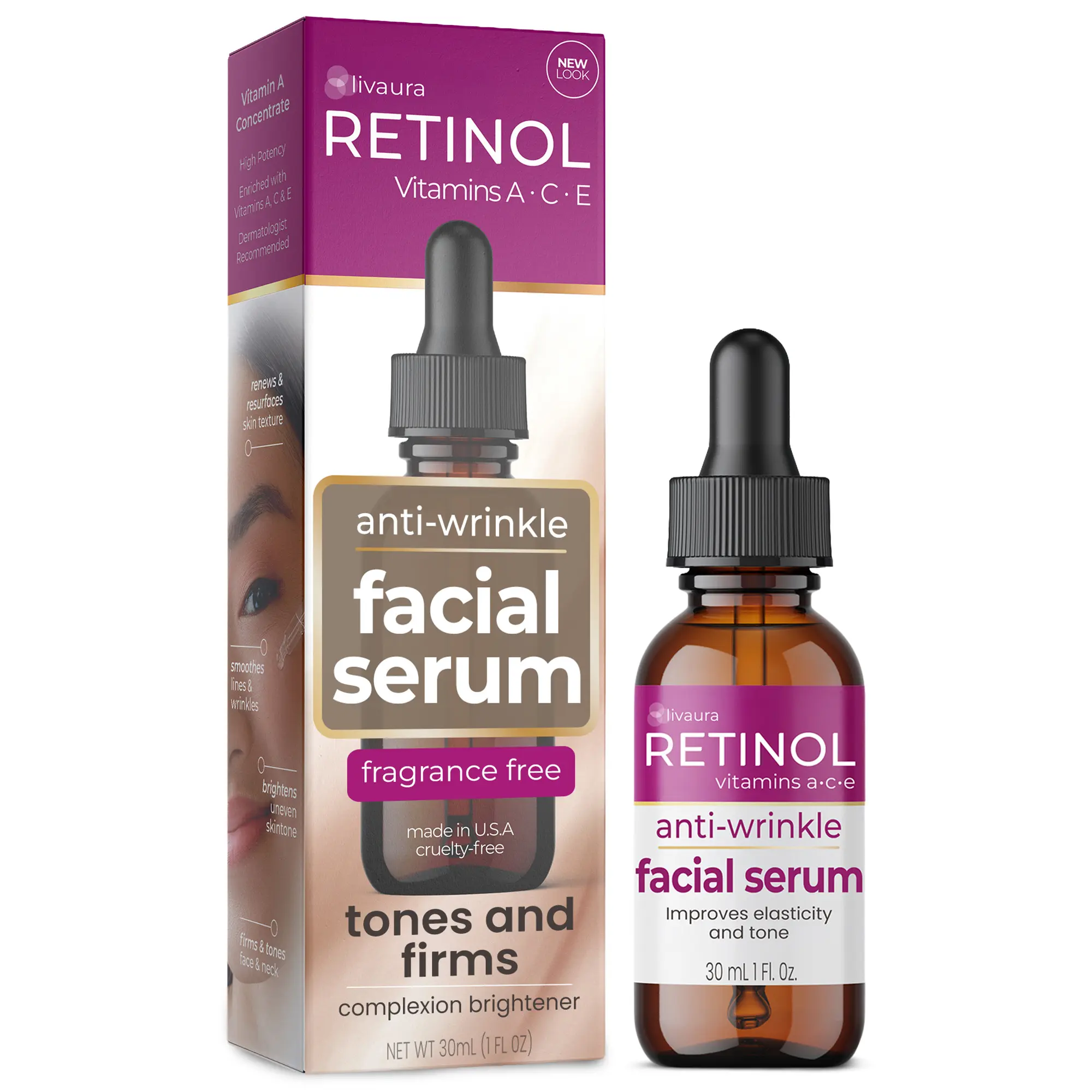 LIVAURA Retinol Anti-Wrinkle Facial Serum – Vitamin A Concentrate Improves Skin’s Elasticity & Tone and Minimizes Appearance of Fine Lines & Wrinkles – Look Younger With The Age-Defying Power Of Retinol