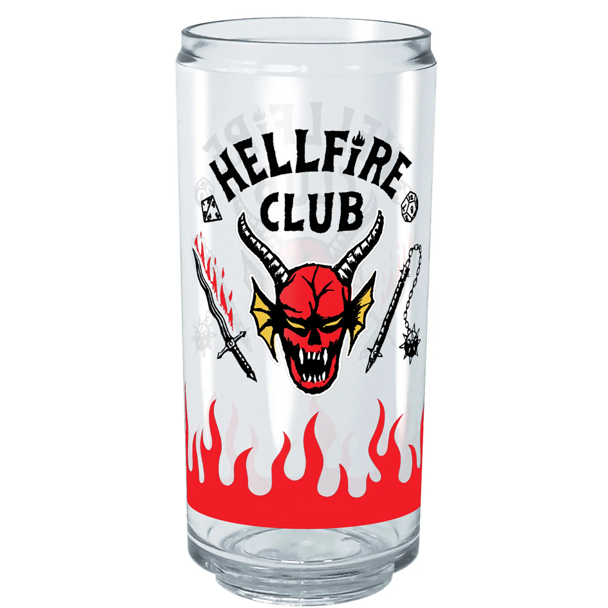 Stranger Things Hellfire Club Demon Head Printed Graphic Tritan Tumbler, Reusable Washable Can-Shaped Drinkware Cup