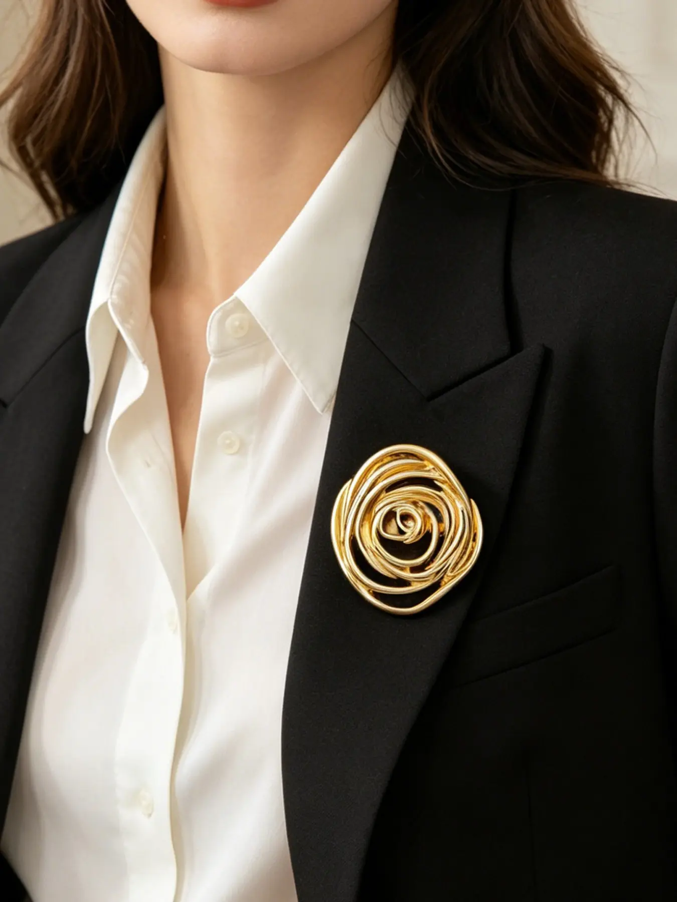1pc Fashionable Gold & Silver Color Minimalist Spiral Design Spiral Vortex Flower Elegant Brooch Pin, Stylish Lapel Pin Jewelry Suitable For Women's Daily Wear， Party Accessory Jewelry Gifts, Flower Accessories