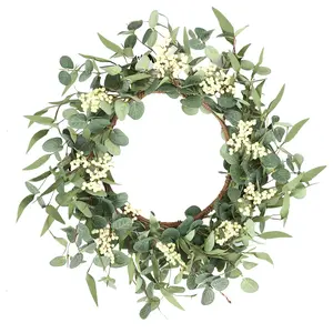 Pinkpum 20'' Eucalyptus Wreath for Front Door, Porch, Window - Green Decor for Home, Farmhouse