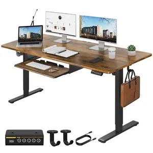 [Gamork] Electric height-adjustable desk with keyboard tray, 48"×24", ergonomic design, suitable for home or offices, standing  desk,computer desks, workstations, gaming desks, and Electronic game table.
