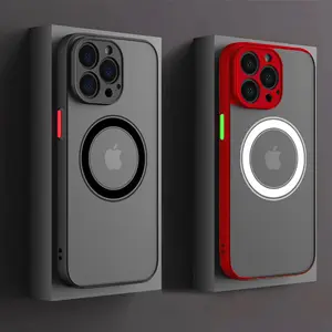 Matte Magnetic For Magsafe Wireless Charge Case For iPhone 15 14 13 11 12 Pro Max Mini Plus XS Max XR X Armor Clear Cover funda