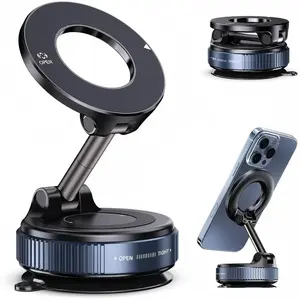Magnetic Phone Holder for Car,Vacuum Suction Cup Phone Mount,Magsafe Car Mount for iPhone, No Need Charge,Folding Holder for iPhone and Android Double-Sided