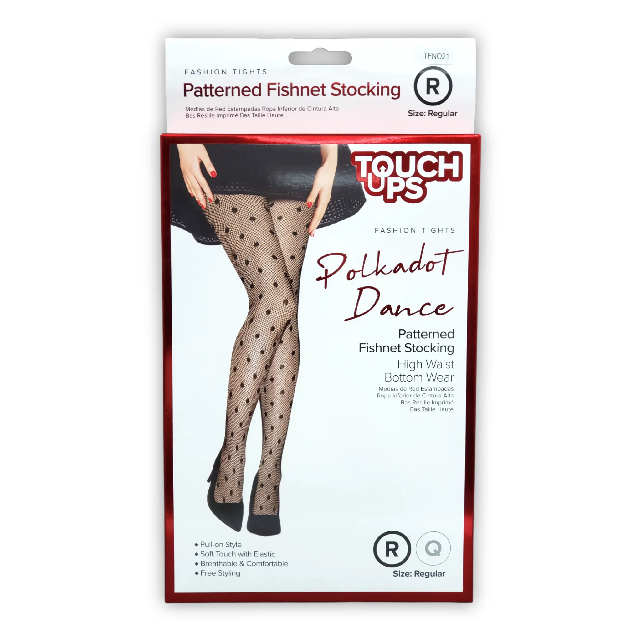 Touch Ups Polkadot Dance Patterned Fishnet Stocking (Black)