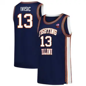 Navy #13 Ivisic Basketball Jersey, Illinois Style Mesh Sleeveless Jersey, Custom Name Number Tank Top, College Game Day Shirt, Fan Gift