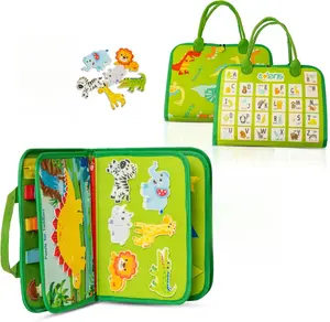 Busy Book for Toddlers 3-5 | Montessori Toddler Activity Book | Green Kids Busy Board & Travel Busy Baby Toy for Learning Alphabet, Numbers, Shapes & Colors