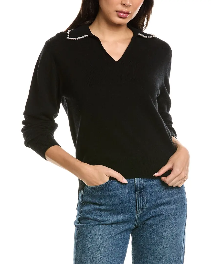 Brodie Cashmere Pearl Collar Wool & Cashmere-Blend Polo Sweater