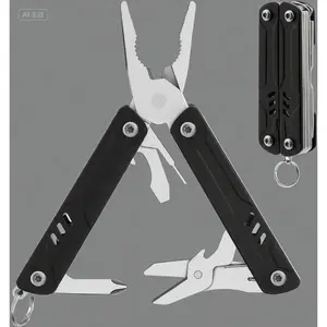 9-in-1 Compact Keychain Tool with Needle Nose Pliers, Scissors & Screwdrivers for Everyday Carry, Travel Essentials, TSA Compliant Multi-Function Gadget, Portable & Lightweight Design
