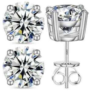 [N3E75] S925 Sterling Silver Synthetic Moissanite Stud Earrings D Color VVS1  Moissanite For Women Men Jewelry Prefect Brithday Mother'sDay Gifts unisex earring