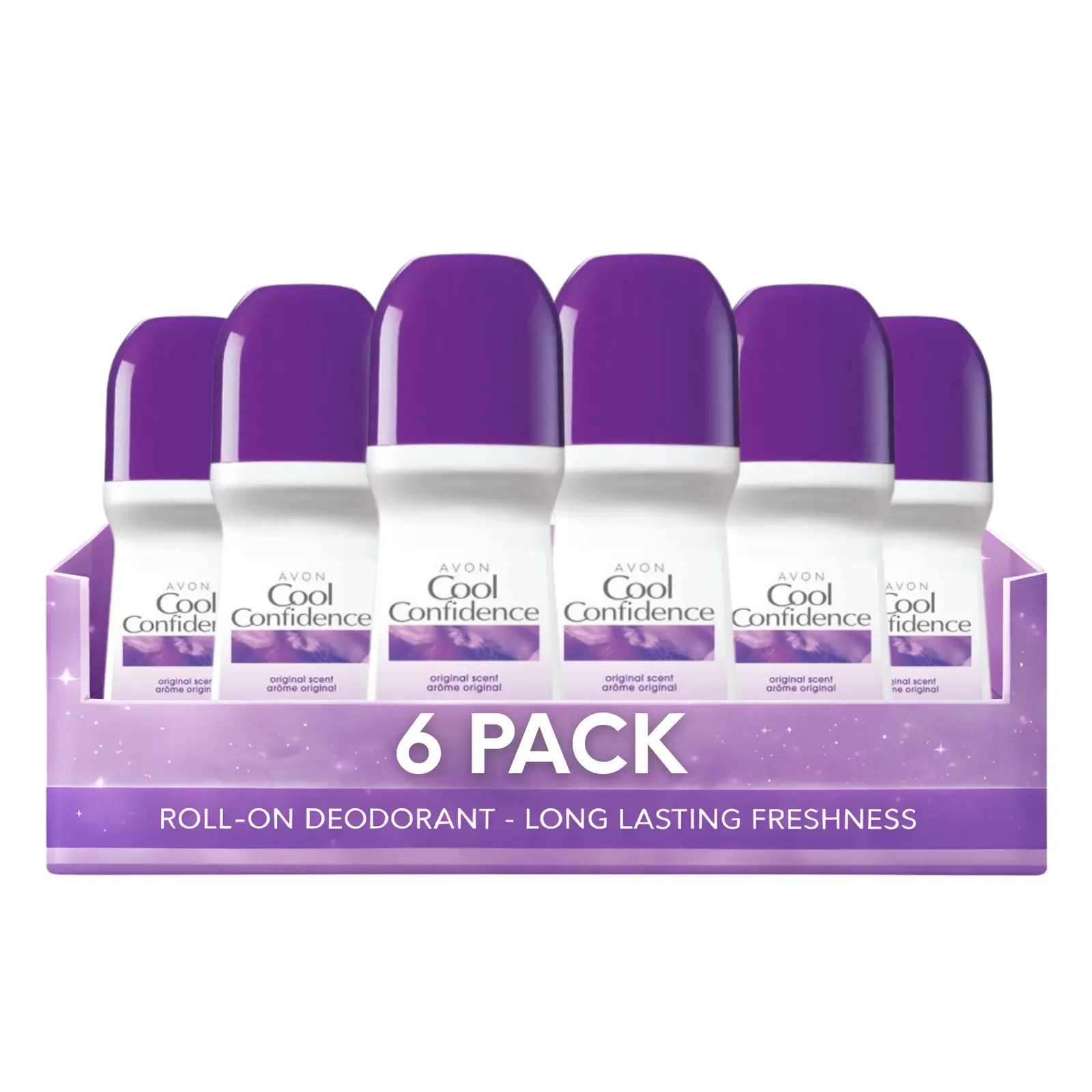 Cool Confidence Original Roll-On Anti-Perspirant Deodorant for Women Pack of 6 (2.6 fl oz / 75ml Each) | 24-Hour Odor Protection | Rosy Floral
