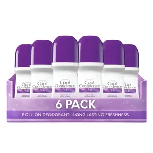 Cool Confidence Original Roll-On Anti-Perspirant Deodorant for Women Pack of 6 (2.6 fl oz / 75ml Each) | 24-Hour Odor Protection | Rosy Floral